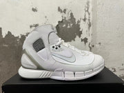 Side view of a white Nike Zoom Kobe 2K5 FTB shoe with gray accents and perforated panels.