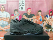 Side profile showing the low-top shape, layered upper, and outsole window