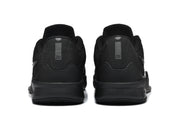 Rear view of the black shoes showing heel details