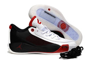 White, black and red Luka.77 sneaker shown with the translucent outsole and visible Air Zoom branding.
