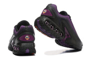 Rear and underside views highlighting the heel and purple cushioning elements