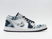 Opposite side profile showing the blue washed denim-look panels, navy laces and layered rubber sole.