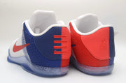 Rear view of the pair showing contrasting blue and red heel panels.