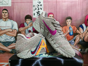 Angled view showing the multicolor Nike Swoosh, textured upper, patterned outsole, and visible Zoom marking.