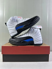 Stacked product view showing both sneakers and their white, black, and blue color blocking.