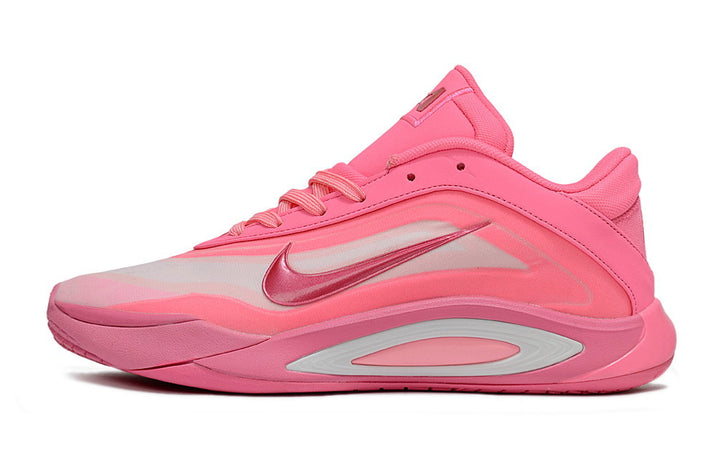 Side view of the pink Nike A'ja Wilson 1 basketball shoe.