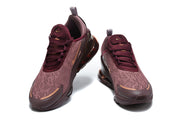 Top view of a pair of burgundy Nike Air Max 270 Premium sneakers.