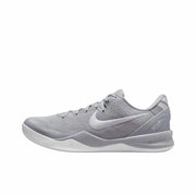 Gray Kobe 8 sneaker with a tonal Swoosh and white sole.