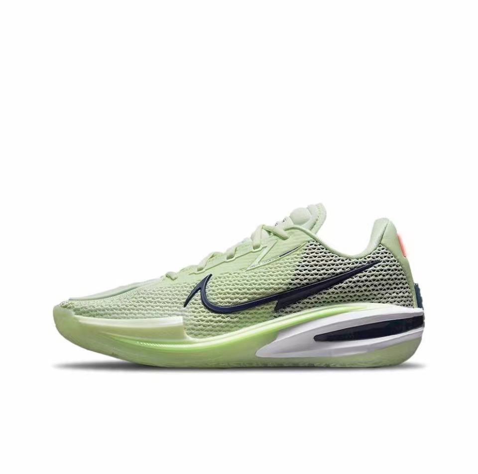 Light green GT Cut 1 sneaker with dark Swoosh branding and a layered white and green sole.