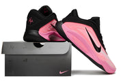 Black-and-pink Nike A'ja Wilson 1 shoes shown with a black shoebox.