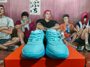 Front view of blue Nike KD 17 basketball shoes