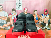Front view showing the straps, mesh panels, and red toe accents