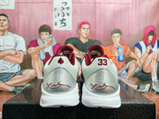 Rear view showing silver heel panels, burgundy trim, number 33 details, and signature-style graphics.