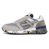 Premiata Lander Low-Top Sneakers in Gray and Beige