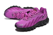 Pair of purple Nike Air Max DN 8 sneakers shown from above at an angle.