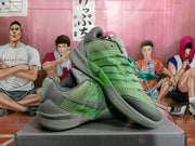 Angled view of the Nike Kobe shoes highlighting the side Swoosh