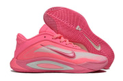 Pink Nike A'ja Wilson 1 shoe with the patterned outsole visible.