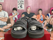 Front view of the pair showing the open toes, adjustable straps, footbeds, and thick molded soles.