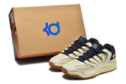Product display showing the sneakers beside a KD-branded shoebox.