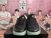 Front view showing black laces, textured uppers and Jumpman tongue logos.