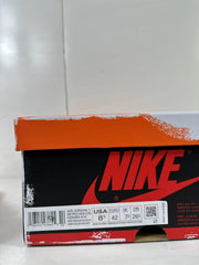 Shoebox label showing Air Jordan 1 Retro High OG, style DZ5485-162, US 8.5, EU 42, UK 7.5, and CM 26.5.