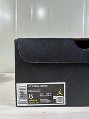 Black shoebox label showing Air Jordan 4 Retro, White/Hyper Violet, style code FQ1314 151, UK 7, CM 26, and EUR 41.