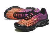 Pair of Nike Air Max Plus VI gradient sneakers viewed from the front and side.