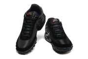 Front view of a pair of black Nike Air Max Waffle SP sneakers.