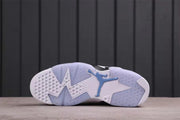 Bottom view showing the translucent outsole, contrasting traction sections, and Jumpman outsole design.