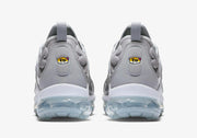 Rear view of the grey Nike Air VaporMax Plus sneakers