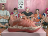 Pink Basketball Sneakers with Wave-Pattern Sole