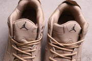 Top view of the padded tongues, Jordan tongue logos, and lace arrangement.