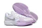 White and pale purple Nike G.T Cut Cross EP basketball sneakers with a matching lavender outsole.