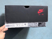 Jordan Air shoe box label showing a photographed sample in US Men 8.5, EU 42, UK 7.5, and CM 26.
