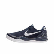 Black Kobe 8 sneaker with a white Swoosh and white midsole.