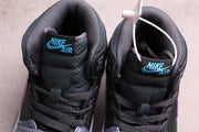 Top view showing the padded collars, black laces, and blue tongue branding.