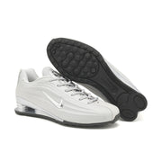 Silver Nike Shox Z R2 sneakers with the outsole visible