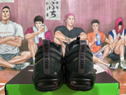 Rear view of the sneakers showing black heel sections, vertical straps marked “DUCKS OF FEATHER,” and visible sole windows.