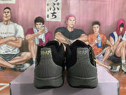 Rear view of the pair showing grey stitched heel panels, black collars, and dark rubber outsoles.
