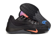 Black Nike S.T. Flare EP sneaker shown beside an upturned shoe displaying its zigzag outsole.