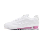 Side profile of white and pink Nike Shox Z R2 sneakers