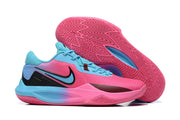 Bright pink and blue basketball shoe with a contrasting outsole.
