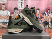Angled view of the pair highlighting the mesh side panels, black overlays, and off-white midsole.
