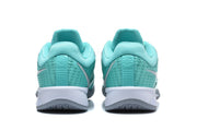 Rear view of the aqua Nike basketball shoes, showing textured heel panels.