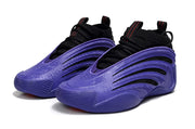 Pair of purple Adidas Harden Vol. 9 Snake Year edition sneakers shown from the front three-quarter view.