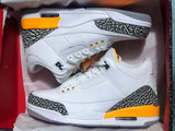 Jordan 3 White and Orange Men's Sneakers