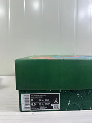 Green shoebox with a product label showing Air Jordan 4 Retro, sizes 8 and 9.5, and style code DC7770-106.