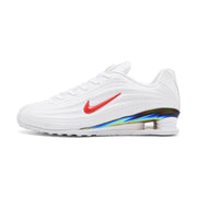 Side profile of white and red Nike Shox Z R2 sneakers