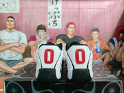 Rear view showing red heel details, black heel sections, and Jumpman logos.