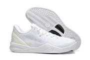 All-white Kobe 8 Protro shoe with patterned outsole shown.